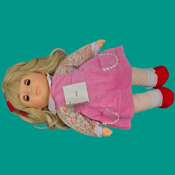 1984 Vintage 19" Vinyl Plush Doll "Sandy" Mitchell Co Kansas Pink Corduroy Dress - Picture 7 of 13